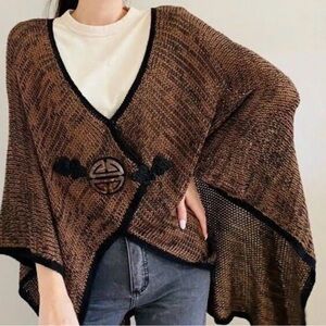 Soft Surroundings Mei Ling Sweater Cape Poncho One Size Goblincore Grandmacore
